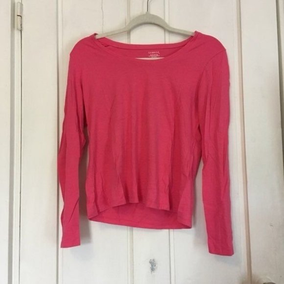 George Long Sleeve Shirt M Scoop Dark Coral Pink Salmon Cotton Modal Classic - Picture 3 of 3